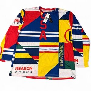 Reason Sports USA Multicolor Men's Jersey Graphic Long Sleeve T-Shirt